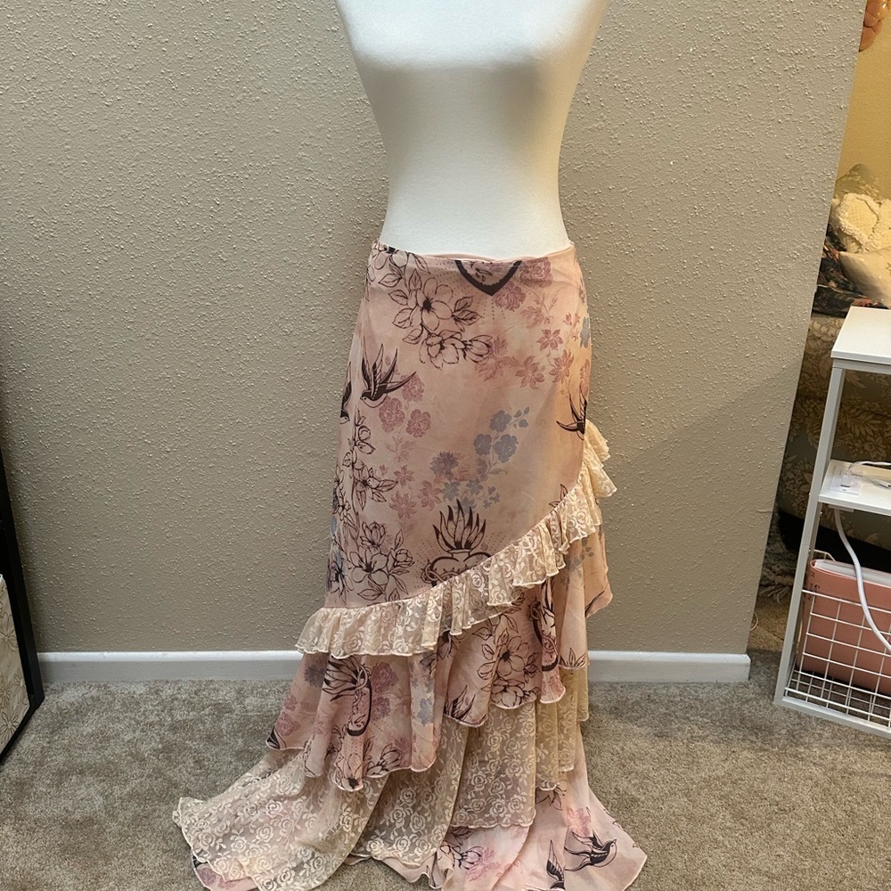 NEW Dolls Kill Current Mood Y2K Fairy Grunge Pink Lace Tiered Skirt Set M/L - Picture 9 of 9